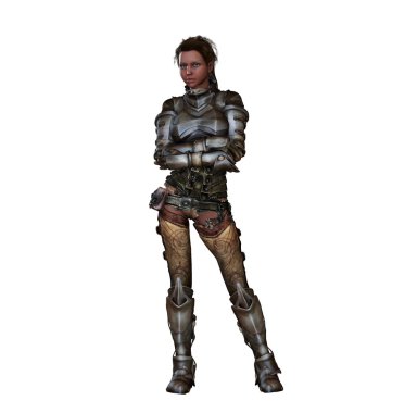 kadın savaşçı karmaşık tam plaka zırh