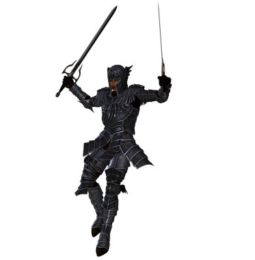 karanlık şövalye iki kılıç ile mücadele