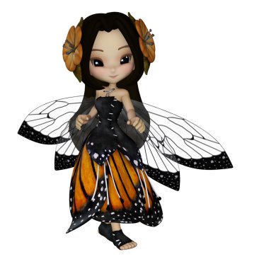 Saçında çiçek petal elbiseli egzotik peri