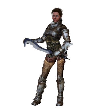 kadın savaşçı karmaşık tam plaka zırh