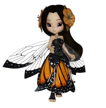 Saçında çiçek petal elbiseli egzotik peri