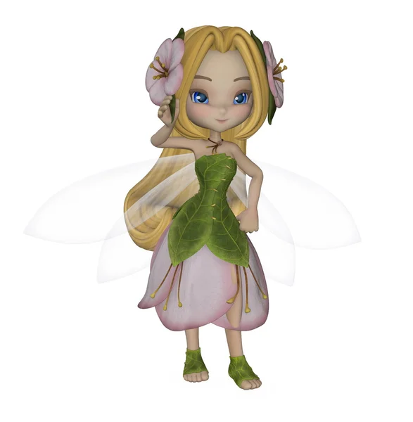 Exotiska fairy i kronblad klänning med en blomma i håret — Stockfoto