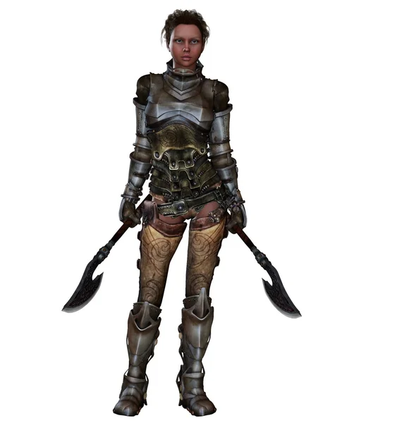 kadın savaşçı karmaşık tam plaka zırh