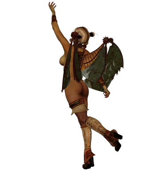 3D fantasy vrouw gekleed in denkbeeldige kleding — Stockfoto