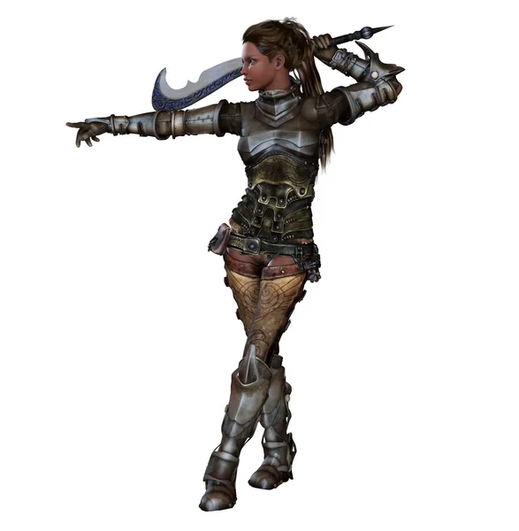 kadın savaşçı karmaşık tam plaka zırh