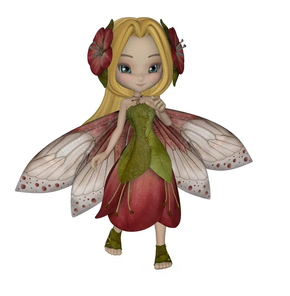 Exotiska fairy i kronblad klänning med en blomma i håret — Stockfoto