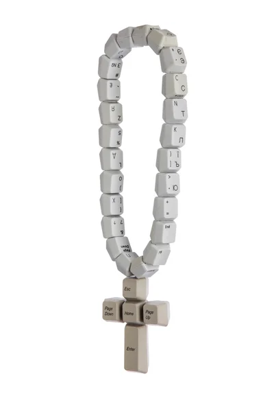 Rosary made from computer keyboard — Stock Photo, Image