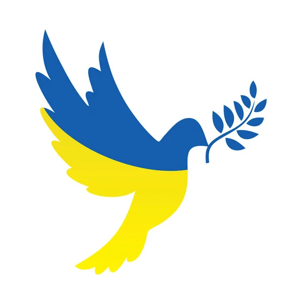 Flag Ukraine Form Dove Peace Pigeon Olive Branch Concept Peace — Stock Vector