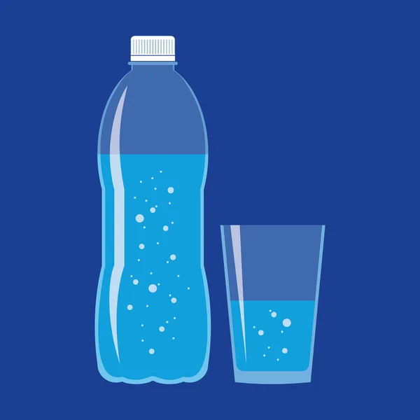 Clear Plastic Bottle Glass Fresh Sparkling Water Flat Icon Isolated — 스톡 벡터