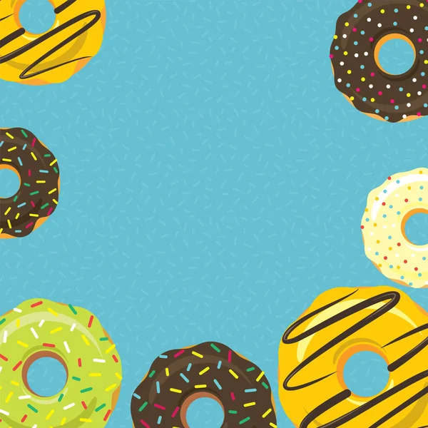 Colorful Donuts Blue Blank Space Sweet Icing Doughnuts Glaze Colorful — Image vectorielle