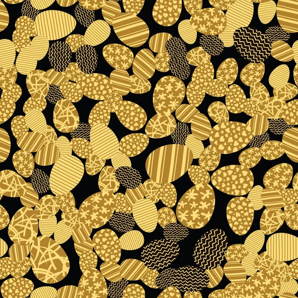 Easter Eggs Decorative Seamless Pattern Golden Colors Vector Eps8 Illustration — Stok Vektör