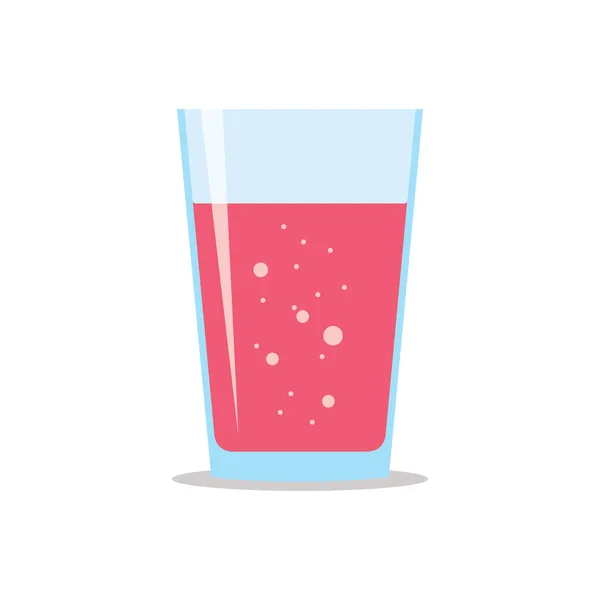 Glass Three Quarters Filled Fresh Sparkling Raspberry Juice Flat Icon — Wektor stockowy