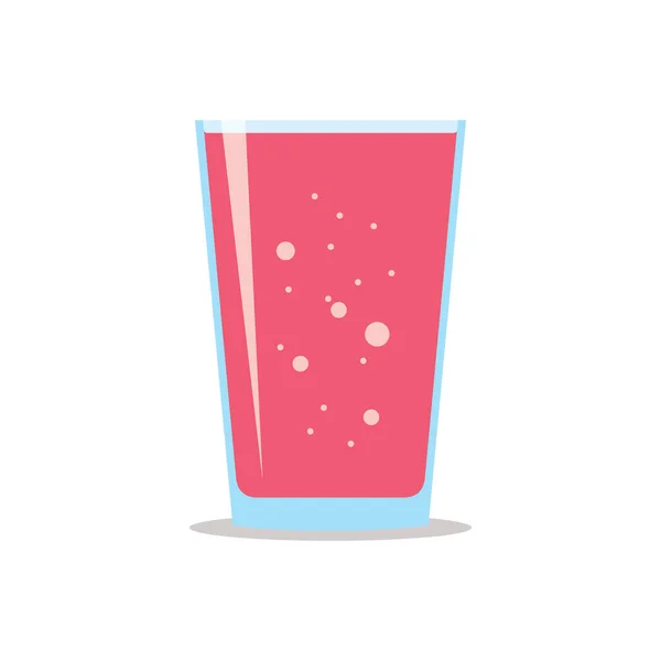 Glass Full Fresh Sparkling Raspberry Juice Flat Icon Isolated White — Stock Vector