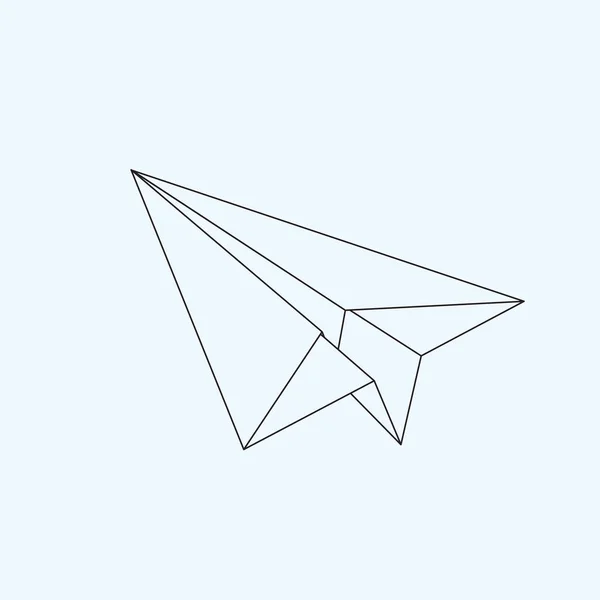Paper Plane Flat Line Icon Isolated Light Blue Background Contour — Image vectorielle