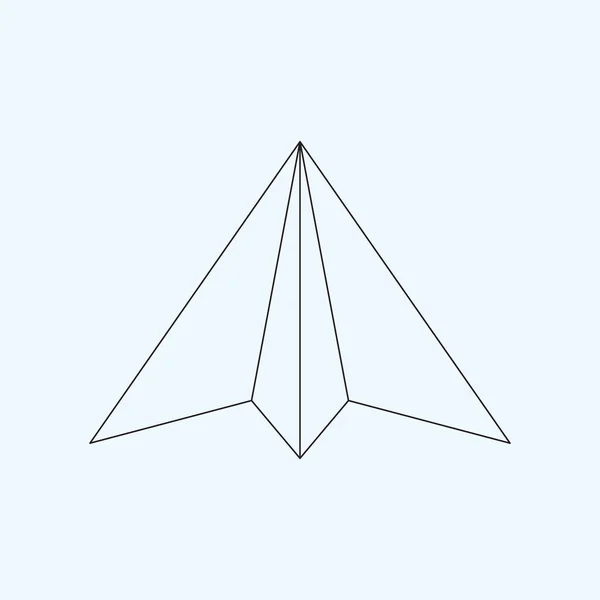Paper Plane Flat Line Icon Isolated Light Blue Background Contour — Vetor de Stock
