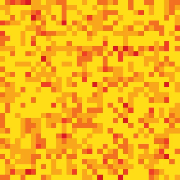 Pixel Mosaic Seamless Pattern Orange Yellow Tones Repeating Texture Colored — Vector de stock