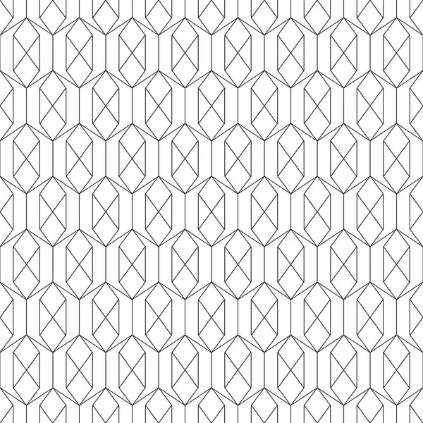 Geometric Seamless Pattern Outline Style Luxury Texture Hexagons Crosses Abstract - Stok Vektor