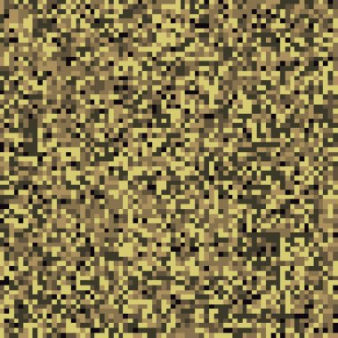 Pixel mosaic seamless pattern in golden tones. Repeating texture with gold colored square points. Retro 8-bit video game style geometric vector background. Vector illustration in EPS8.