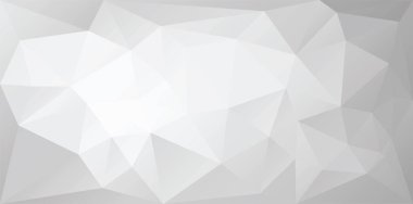 Polygonal background with irregular triangles. Triangular texture in white and gray tones. Lowpoly geometric banner template. Vector eps8 illustration without transparency.