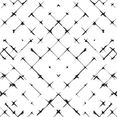 Seamless pattern of irregular abstract grid. Lines and stains intersecting at chaotic order. Grunge texture with overlay effect. Repeating geometric background. Scalable vector illustration in EPS8.