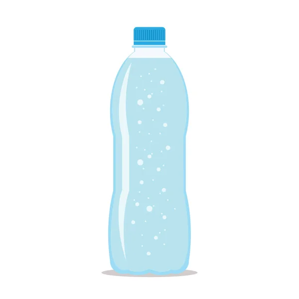 Plastikflasche Voll Mit Frischem Schaumwasser Flaches Symbol Isoliert Auf Weißem — Stockvektor