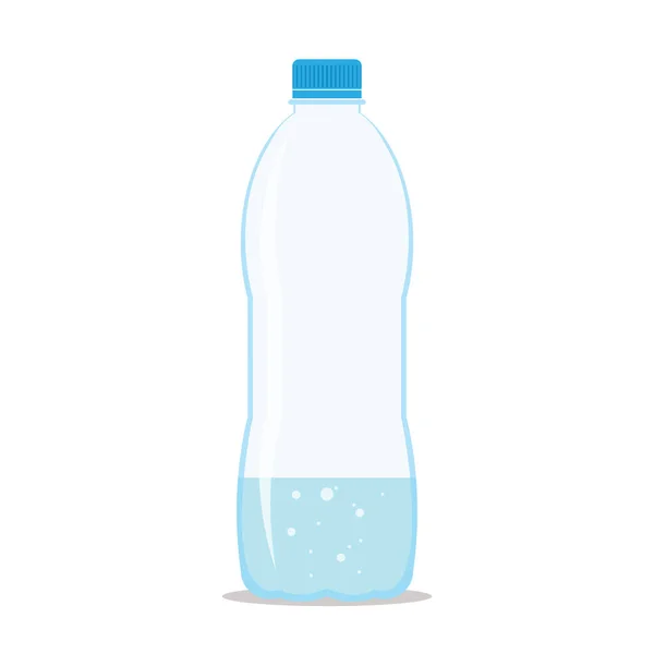 Plastic Bottle One Quarter Filled Fresh Sparkling Water Flat Icon — Stock Vector