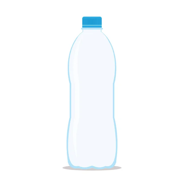 Leere Transparente Plastikflasche Mit Blauem Deckel Für Wasser Oder Saft — Stockvektor