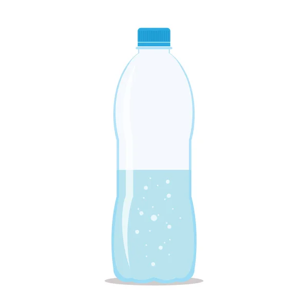 Plastikowa Butelka Wypełniona Świeżą Wodą Gazowaną Płaska Ikona Odizolowana Białym — Wektor stockowy