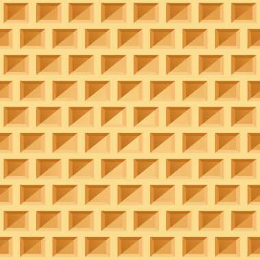 Waffle seamless pattern. Belgian wafer repeating texture. Stylized flat style wrapping background for baked goods or ice cream design. Vector eps8 illustration.