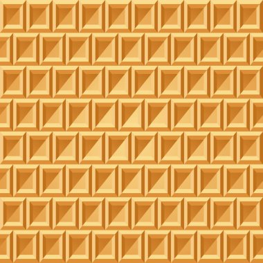 Waffle seamless pattern. Belgian wafer repeating texture. Stylized flat style wrapping background for baked goods or ice cream design. Vector eps8 illustration.