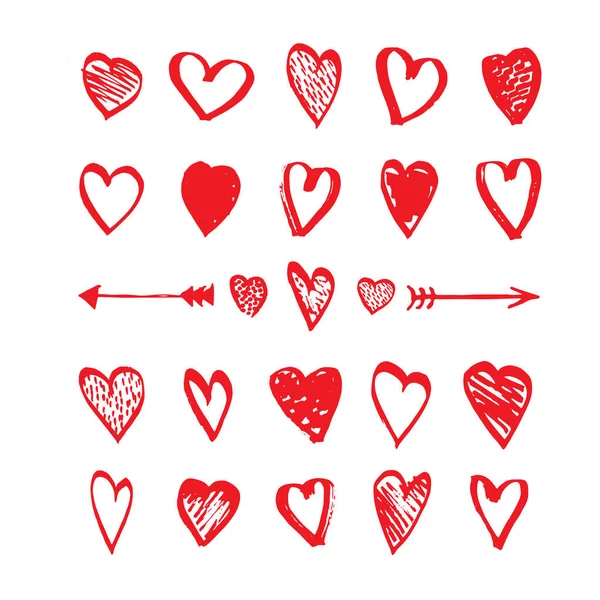 Heart Arrows Icons Hand Drawn Set Doodle Style Sketchy Design — Stockový vektor