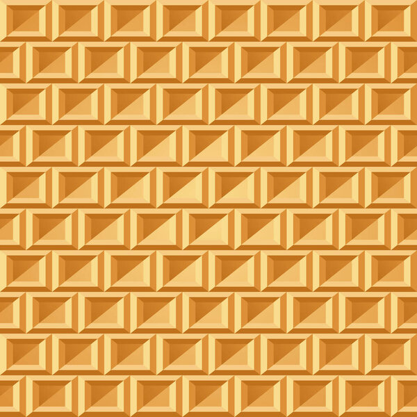 Waffle seamless pattern. Belgian wafer repeating texture. Stylized flat style wrapping background for baked goods or ice cream design. Vector eps8 illustration.