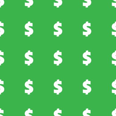 Dolar işaretleri kusursuz desen. Yeşil üzerine izole edilmiş ABD para birimi sembolleri ile arka plan sarma. Vektör eps8 illüstrasyonu.
