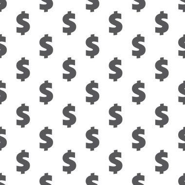 Dolar işaretleri kusursuz desen. Beyaz üzerine izole edilmiş ABD para birimi sembolleri ile arka plan sarma. Vektör eps8 illüstrasyonu.