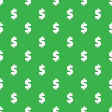 Dolar işaretleri kusursuz desen. Yeşil üzerine izole edilmiş ABD para birimi sembolleri ile arka plan sarma. Vektör eps8 illüstrasyonu.