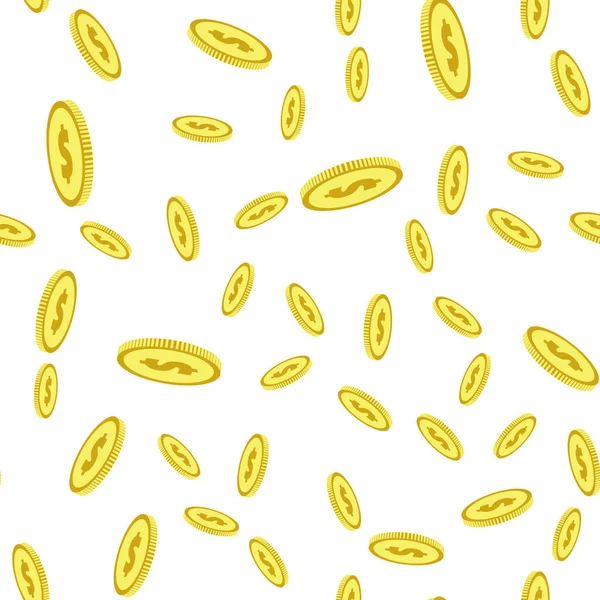 Абстрактний Падіння Золотих Монет Безшовний Візерунок Золоті Гроші Дощ Повторюваний — стоковий вектор