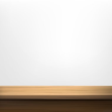 White wall background with wooden table clipart