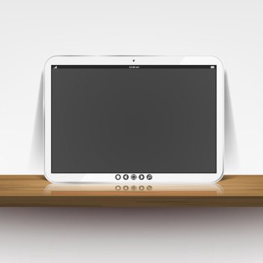 dokunmatik tablet modeli ahşap raf.