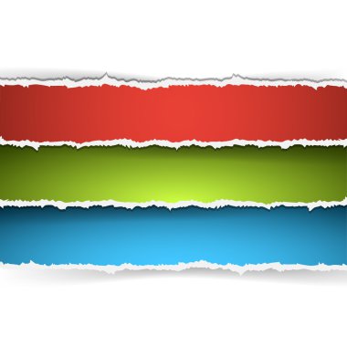 renkli yırtık kağıt afiş kümesi