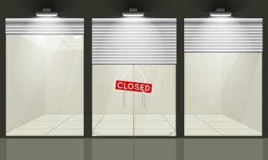 Shop with glass windows and doors, front view. clipart