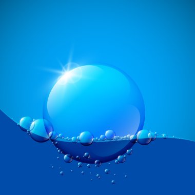 parlak cam balon içinde su