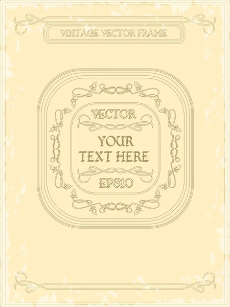 Textura grunge de papel viejo con marco vintage monograma . — Vector de stock