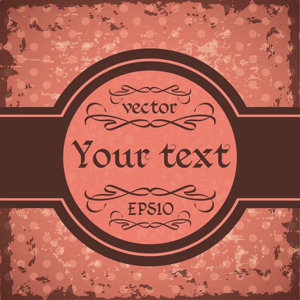 Textura grunge de papel viejo con marco vintage monograma — Vector de stock