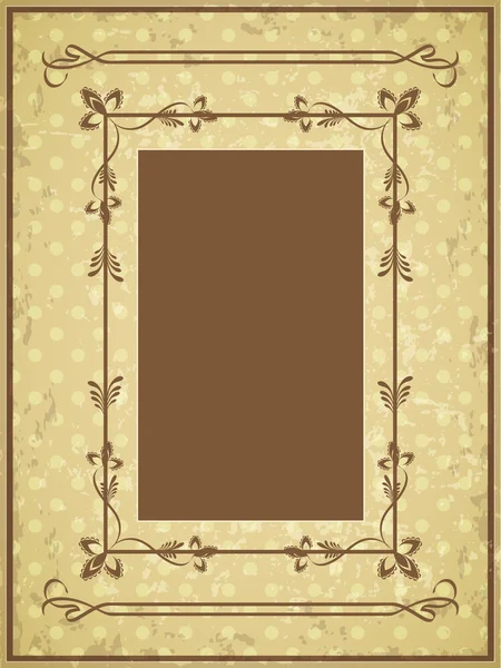 Oud papier grunge textuur met monogram vintage frame — Stockvector