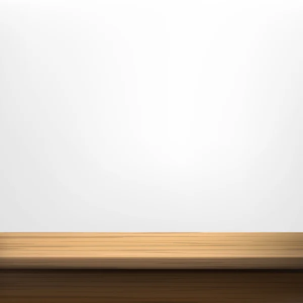 Fond mural blanc avec table en bois — Image vectorielle