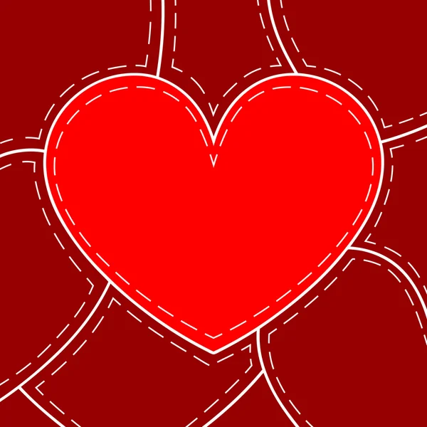 Vecteur coeur rouge fond rétro du tissu et du fil — Image vectorielle