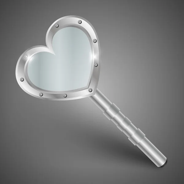 Espejo de plata, forma de corazón — Archivo Imágenes Vectoriales