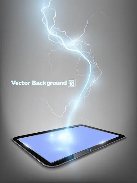 Touch tablet model with blue shine lightning flash
