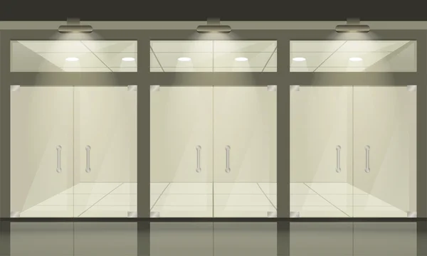 Dükkanı ile cam pencere ve kapılar, önden görünüm.
