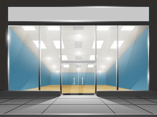 Dükkanı ile cam pencere ve kapılar, önden görünüm.